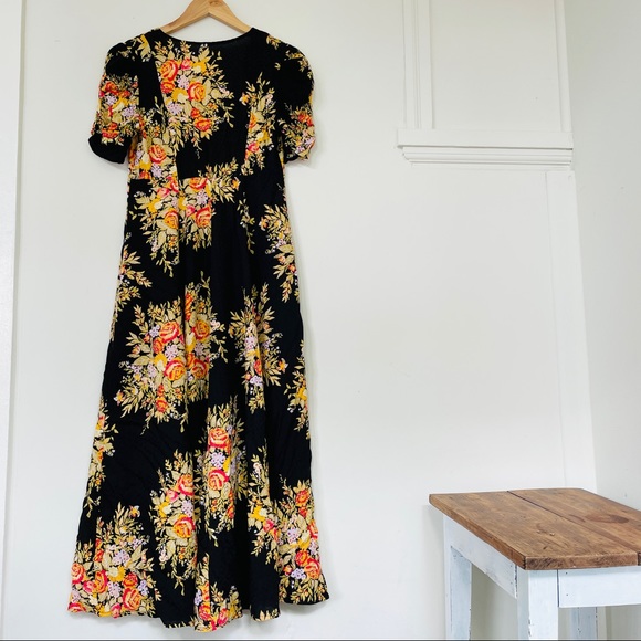 Free people Black Floral Maxi Button Up Dress - Picture 3 of 4